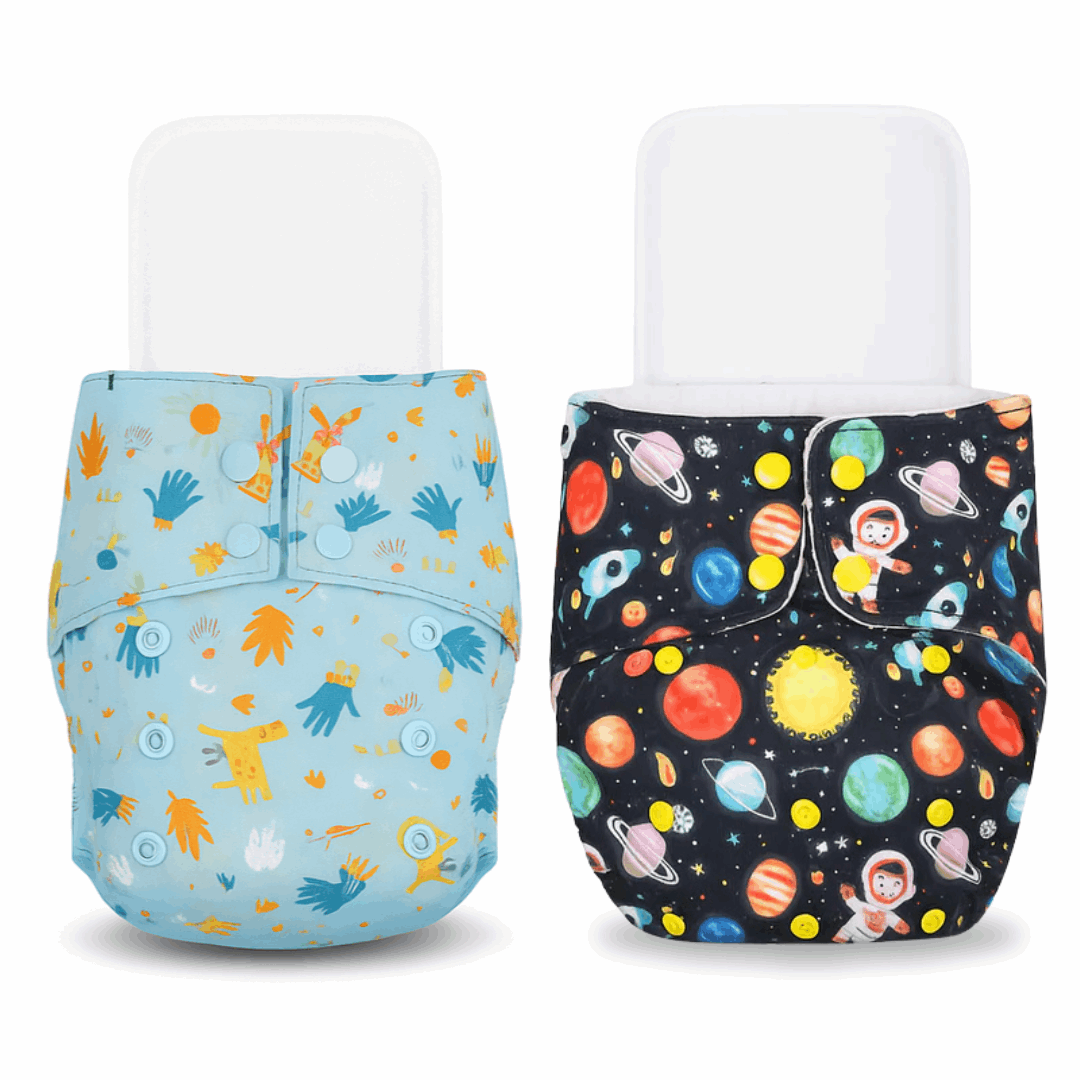 Little Pea Adjustable Cloth Diapers Pack of 2 (3 Months to 3 Years)